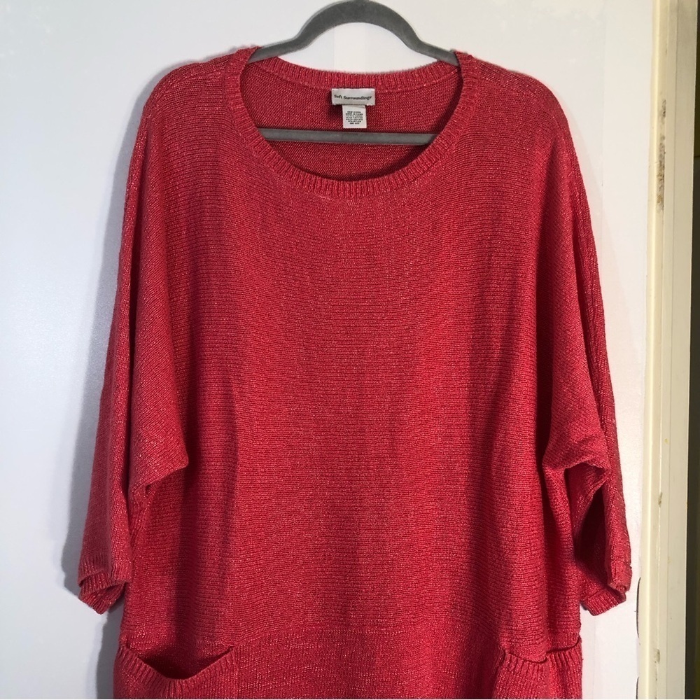 Soft Surroundings Pullover Women’s Pink Knit Tunic/Dress Pockets One Size - Picture 2 of 11
